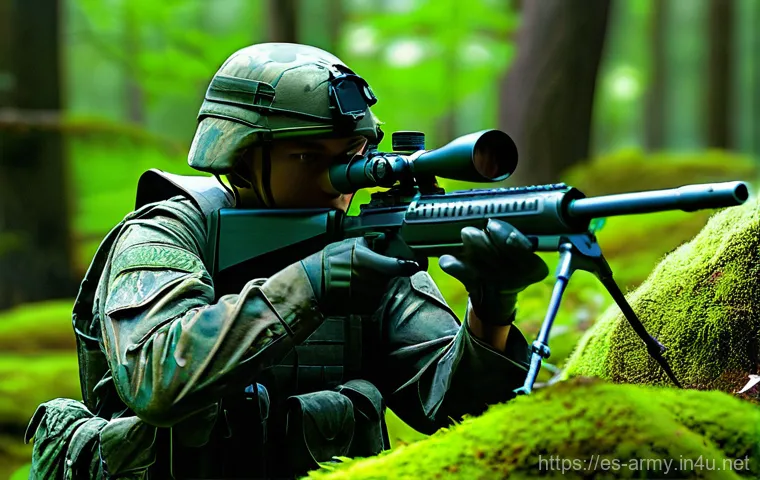 육군 위장술 기본 원칙 - **Prompt 1: Classic Forest Ambush**
    "A highly detailed, realistic image of a military sniper, fu...