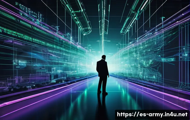 육군 사이버전 대응 전략 - **Prompt:** A visually striking, abstract representation of a complex cyberattack unfolding against ...