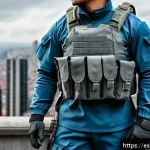 Home 21 육군 군복 종류 및 착용 방법 - A modern military uniform displayed on a standing soldier in an urban environment, featuring a sleek...